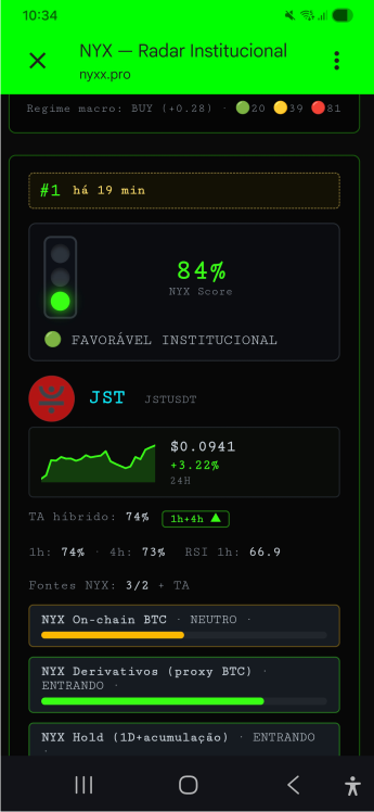 NYXX no mobile — tela 1