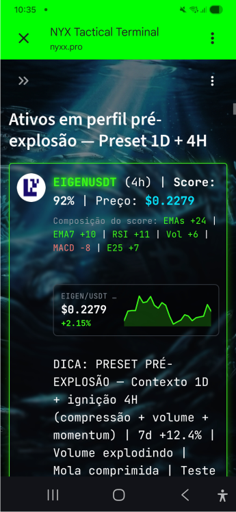 NYXX no mobile — tela 3